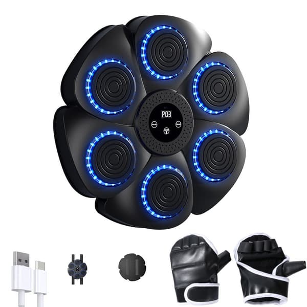 Musikboxningsmaskin, väggmonterad version med boxningshandskar_jar black