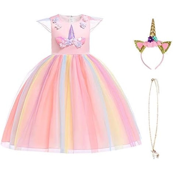 Unicorn Dress for Kids Sleeveless Birthday Party Dress 100cm for 2-3 Years 100 cm för 2–3 år pink