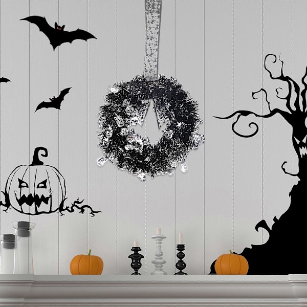 Halloween Garland Krans Dekoration Halloween Dekoration Vedhæng Hjem Dekoration Halloween Dørkrans GAO3595 Silver