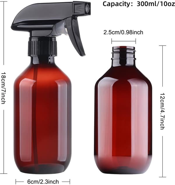 Påfyllningsbara sprayflaskor, justerbart spraymunstycke, plast, för hem, trädgård, hår och rengöring, 2-pack, klar, 300 ml