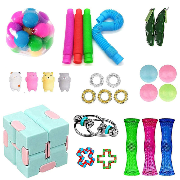 Fidgetleksaker, stressbollar, gropar, bönor och andra flerfärgade blindboxset (Blindbox 30st)