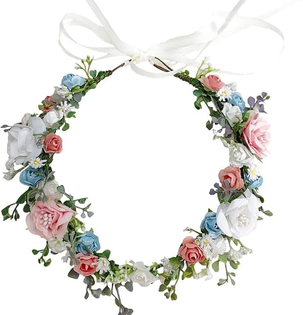 Justerbart blomsterdiadem, blomsterkrans, krone, Halo-hodeplagg, bryllupsfest ..
