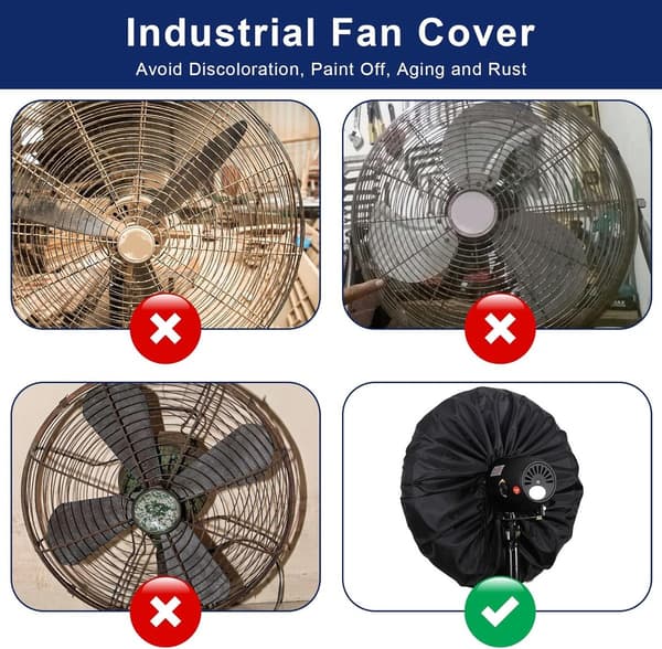 Ventilatorovertræk - Velegnet til 18\" - 24\" ventilatorer - 61*19*61 cm - Sort - Høj kvalitet - Holdbar