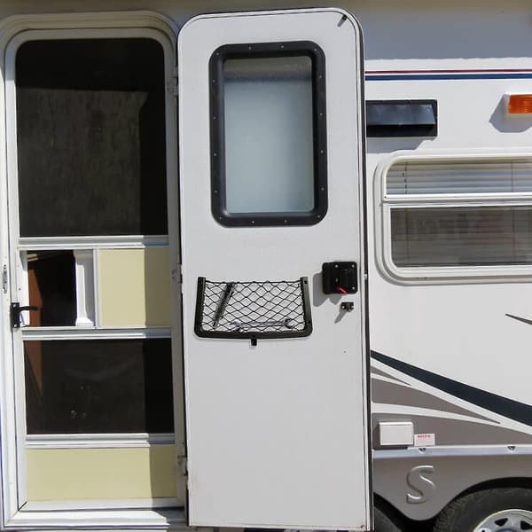 4 stk. Bilopbevaringsnet til autocamper, elastiske opbevaringsnet med plastikramme, til campingvogn, bil, bådtilbehør (sort)