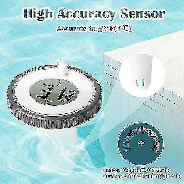 Trådlös Pooltermometer Flytande Lättläst, Digital Pooltermometer Vattentät, för Simbassänger [BR]_jar