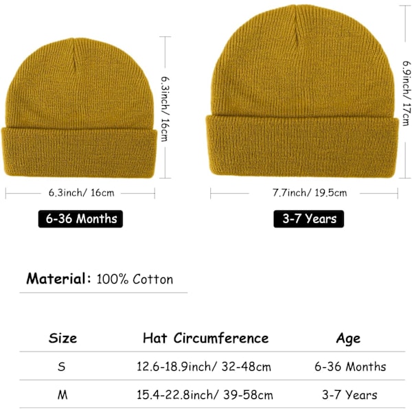 Vinterstrikket lue for småbarn - Myk unisex varm lue for gutter og jenter Pack Hats: Ginger/Army Green 6-36 months