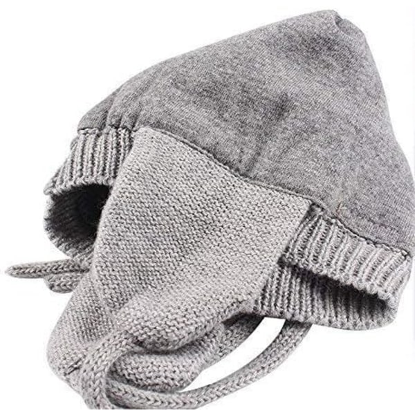 Unisex Babybjörnsmössa - Söt Toddler Varm Hatt med Öronfickor för Höst och Vinter Grey 1-3 years