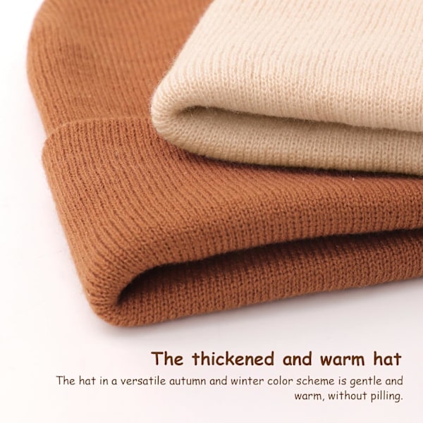 Vinterstrikket lue for småbarn - Myk unisex varm lue for gutter og jenter 2 Pack Hats: Beige/Coffee 6-36 months