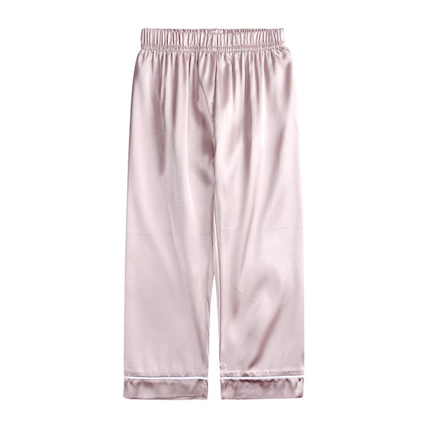 Satin Pyjamas Set i Siden, Kortärmad, Barnkläder för Sovkläder aprikos apricot 100