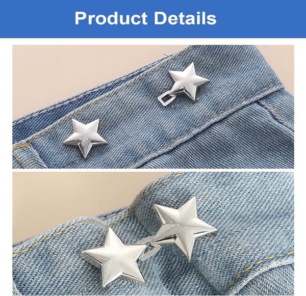 Jeans midjereduserer, justerbar jeansknapp, klips, ingen sying, 8 par