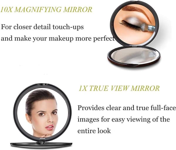 Makeup Spejl - Håndlomme Rejse Mini Foldbar Sammenklappelig Kompakt Bærbar Sort_yu