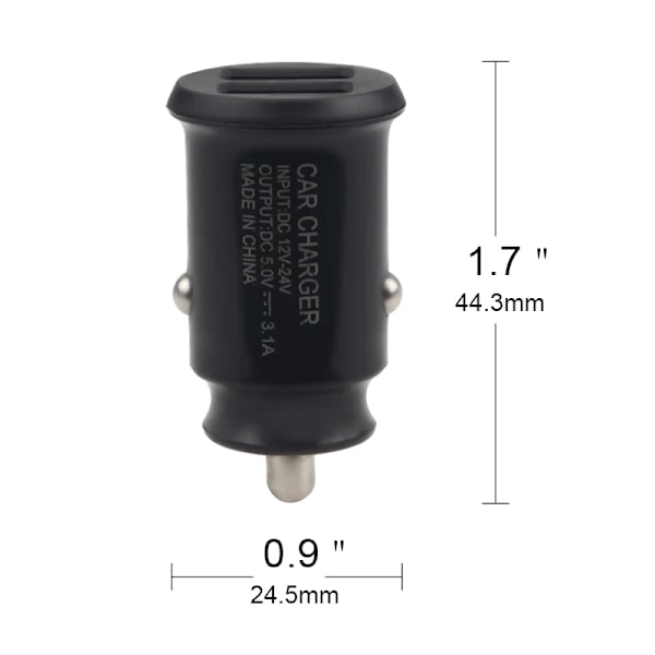 Mini USB-billader Doble USB-porter Hurtiglading Biladapter Telefonlader For iPhone Xiaomi Huawei Samsung Biltilbehør Black