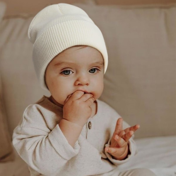 Vinterstickad Mössa för Småbarn - Mjuk Unisex Varm Hatt för Pojkar och Flickor 2 Pack Hats: White/Pink 6-36 months