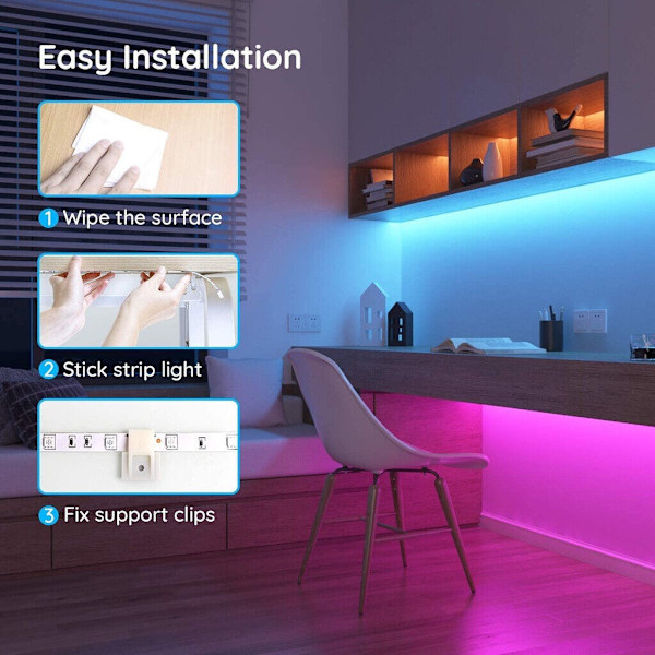1-5M USB LED-slingor RGB-färg 5050 Skiftande tejp Skåp Köksbelysning 3M Strip light Full Kit