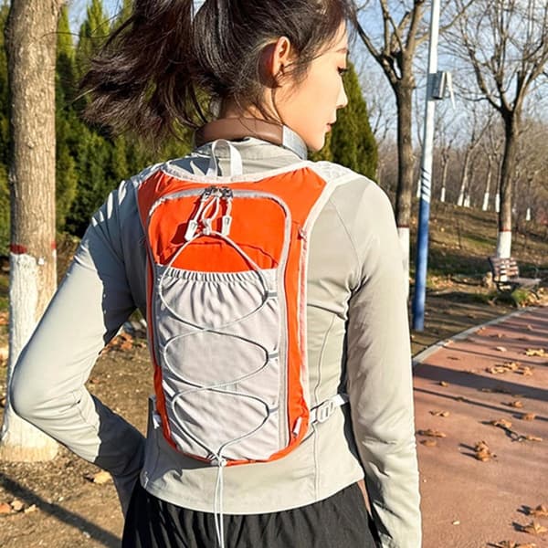 Hydration Løbevest, 5L Åndbar Polyester Rygsæk Med Reflekterende Striber Til Løb, Cykling, Vandring Og Maraton, Orange