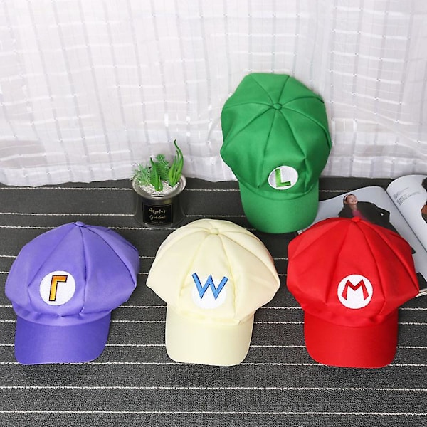 Luigi Bros Brev Tryckt Hatt, Cosplay Hatt Purple