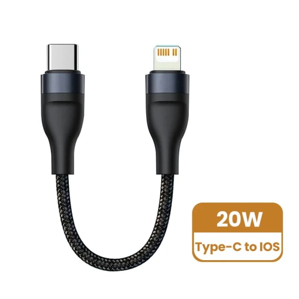 0,25M Typ C USB Lightning-kabel Snabbladdning Datasladd Kort Bärbar Kabel För Power Bank iPhone Laddare Telefonkabel C till L 20W 0.25m C to L 20W 0.25m