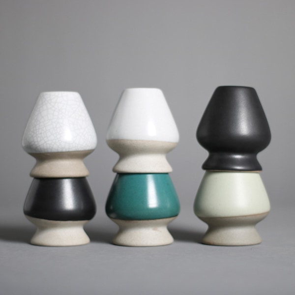 1/2/3 Håndlaget Matcha Visp Stativ Teseremoni Tesett for Svart og Hvit 6 x 7cm 1S 1Set Black and White 6 x 7cm