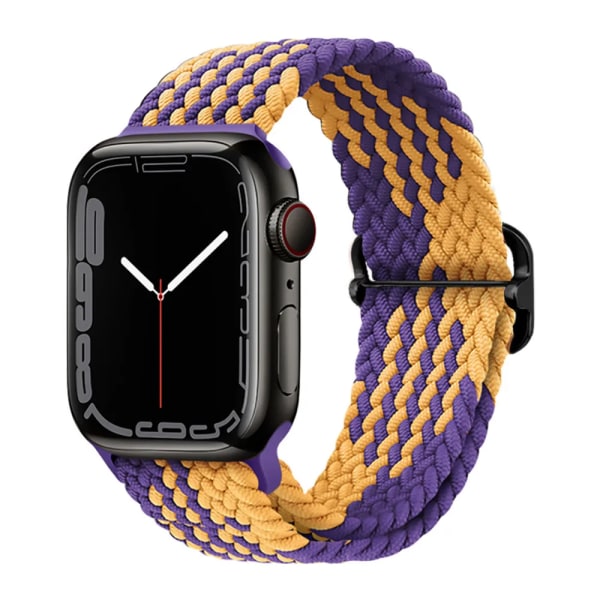 Flettet løkke for Apple Watch Strap 44mm 40mm 45mm 41mm 42mm 38mm 49mm Elastisk Solo armbånd iWatch serie 9 se 7 5 6 Ultra2 Band 22. Lilla gull 22.purple gold 42mm 44mm 45mm 49mm