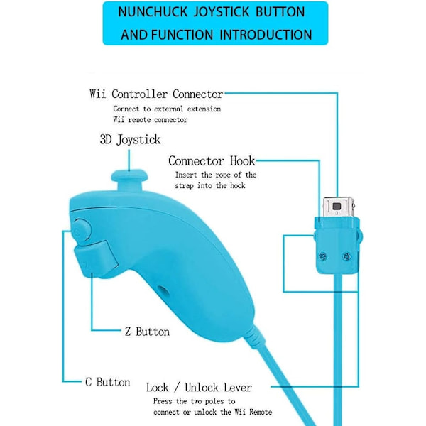2-pakks trådløs håndkontroll og Nunchuck for Wii og Wii U-konsoll - Perfekt