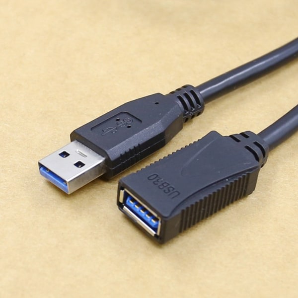 USB-kabel Rakhuvud USB3.0 Han til Hun Datasynkroniseringslinje Strøm til USB-blæser/USB-lamper Sort 1m