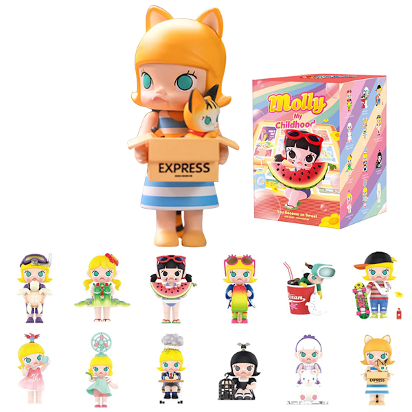 POP MART Molly When I was a Kid Serie Figur, DIMOO Blind Box Figur Samlerlegetøj (Tilfældigt en)
