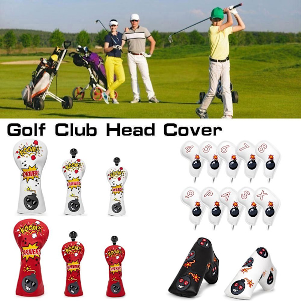 Golfklubbs Huvudskydd Golfträskydd VIT JÄRN CLUB COVER JÄRN Vit White Iron Club Cover-Iron Club Cover