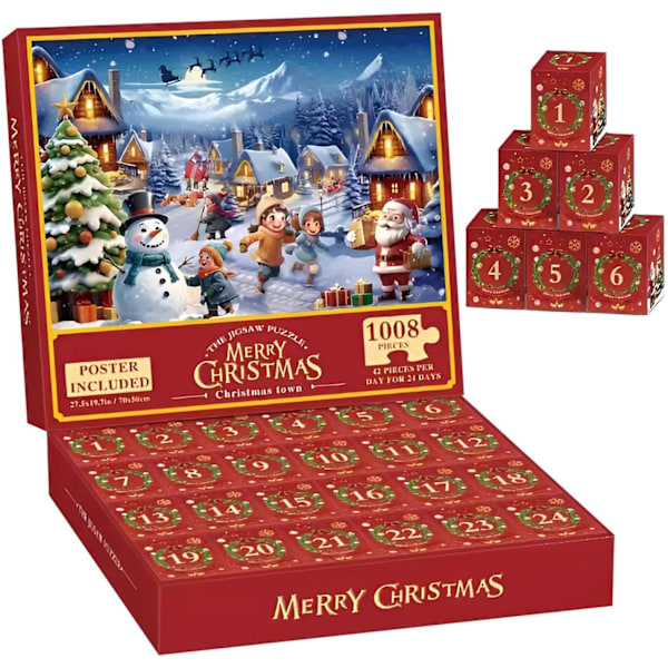 Christmas countdown puzzle, Countdown calendar puzzle toy | Advent calendar puzzle for Christmas 2024, interactive festive atmosphere puzzle toy