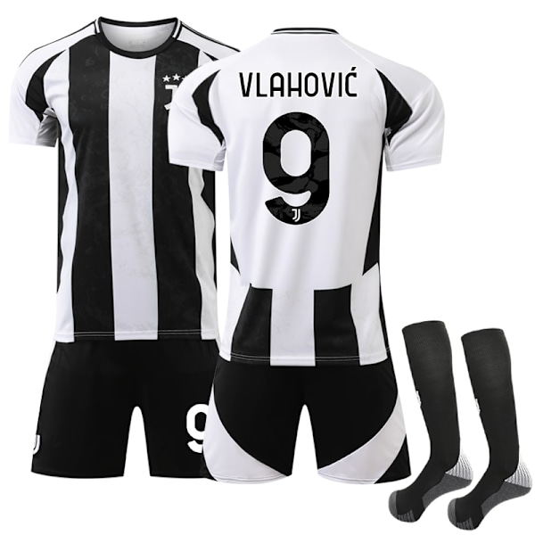 2024-2025 Juventus Fotbollsklubb Barnfotbollströja Hemma Nr 9 Vlahovic - Perfekt 22