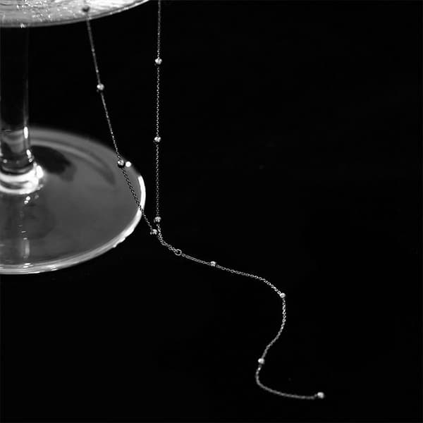Sterling Silver Lariat Halsband, Chic Minimalist Drop Bar Y Kedja_jarx
