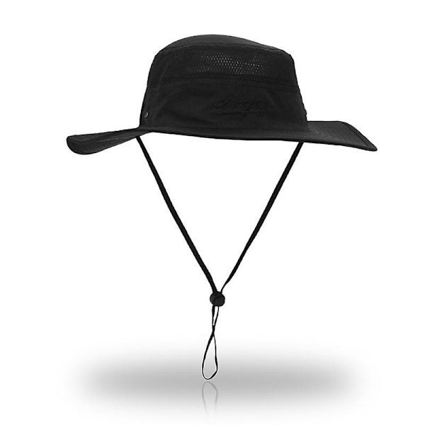 Unisex bredbrättad solhatt för utomhusbruk UPF 50+ vattentät sommarhatt med UV-skydd (Svart)