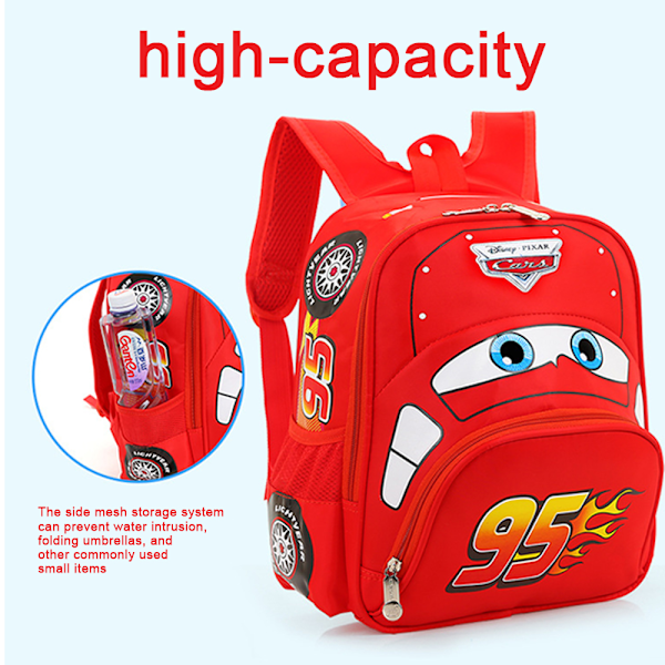 Disney Cars Gutter 3D Ryggsekk Barn McQueen Skolesekk Ryggsekk Red