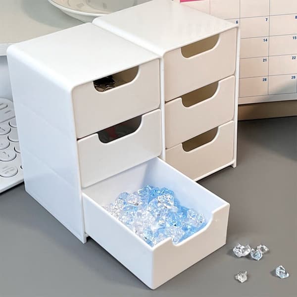 Plastlåda med 3 lådor, stapelbar, multifunktionell förvaring för sovrum, kök, badrum, garderob och kontor, vit