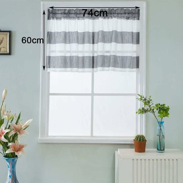 Panel Striped Valance with Rod Pocket - Grey 74x60cm_jarx