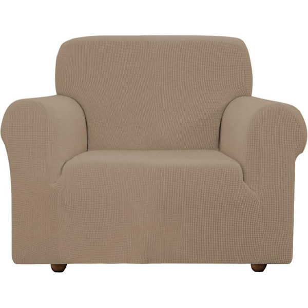 Elastisk sofabetræk, strækbart sofabetræk, betræk til 1-personers sofa/sofa/stol (Creme, 85 - 115 cm)