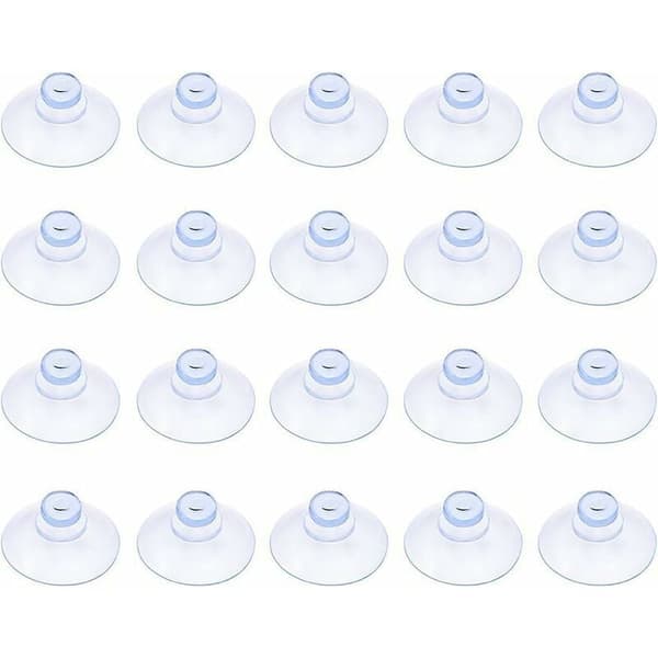Förpackning med 20 små transparenta sugproppar i plast, utan krok, 20 mm