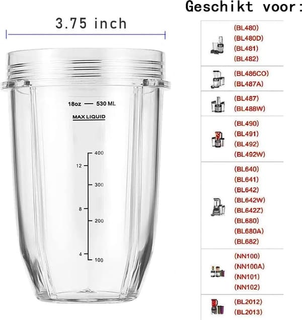 18oz Blenderkopp med Sip & Seal-lock, passar Nutri Ninja Auto IQ Series blenders, 2-pack