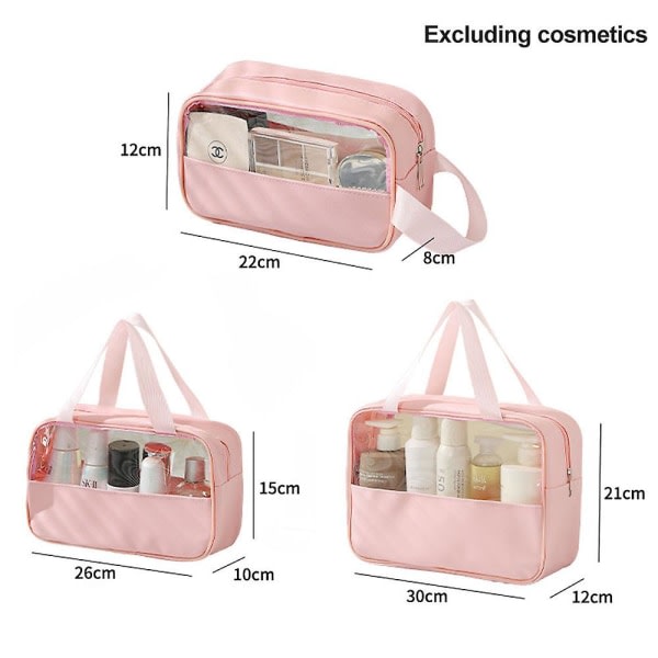 Sömmar Transparent kosmetisk väska Pvc bad kosmetisk väska Pu vattentät stor kapacitet Set rosa pink