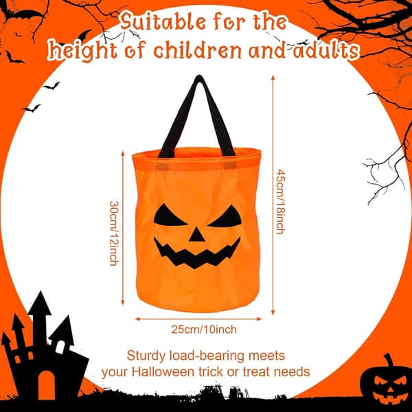 LED Halloween Slikspande, Genanvendelige Polyester Græskar Trick Or Treat Tasker, 2-pak Til Halloweenfester, Orange, 30 x 25 cm