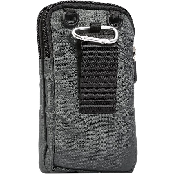 Puhelinvyö, Ristiinasettava Puhelinlaukku, Ulkoilu Matkan Nylon Olkalaukku, Vyölenkillä Karabinan Klipsin kanssa tummanharmaa dark gray 9*16.5*3.0CM