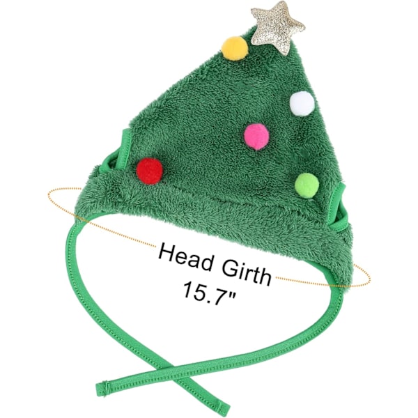 2-pack julhundshalsdukar och hatt för kattvalp, julmössa och dregelhaklapp med jultomte-renmotiv för små och medelstora hundar, katter (grön)