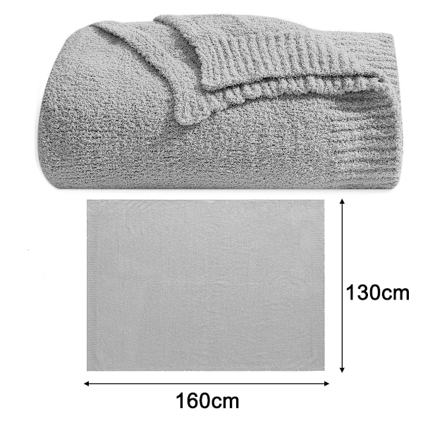 Strikket Teppe for Voksne, Mykt og Varmt Pustende Fluffy Høstteppe for Sofa, Seng, Vendbart Koselig og Lodden Strikket Teppe fo Light gray