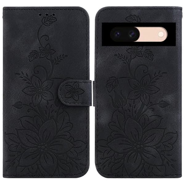Lily Präglat Läder Telefonfodral [BR] Black_jar Black For Google Pixel 8a