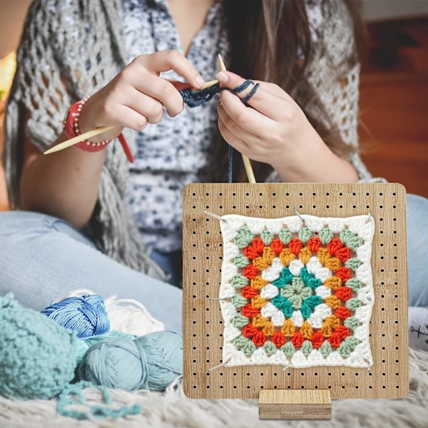 Kvadratisk Blockningsbräda, Virktillbehör, Trävirkningshålsplatta, Granny Square Blockningsbräda