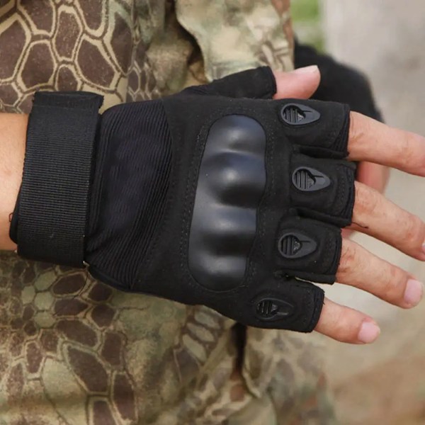 Glove Station - Fingerlösa Knogskydd Taktiska Handskar för Män - Motorcykelhandskar för Taktisk Skytte, Airsoft, Jakt, Polisarbete