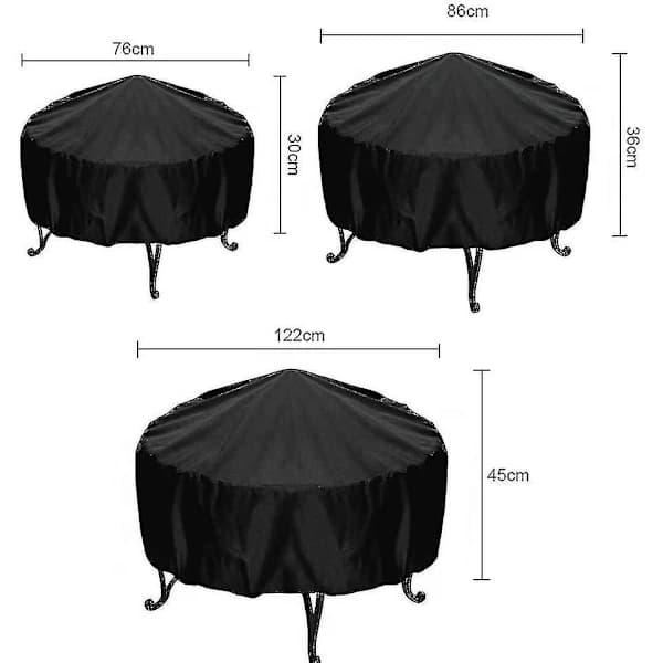Rund Grillovertræk Kraftig Polyester UV-resistent Vandafvisende til Udendørs Have Kedel BBQ Sort 122 x 45 cm 122*45cm