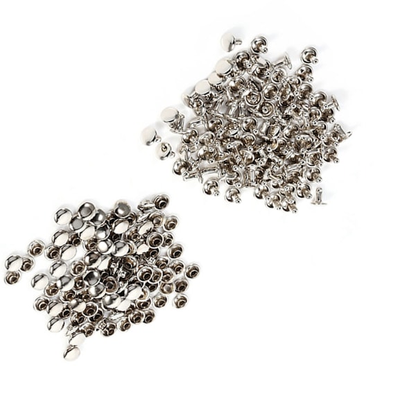 100 set 8 x 8 mm Hatt Nit Metall Läder Hantverksreparationer Dubbar Spik Dekoration (silver)