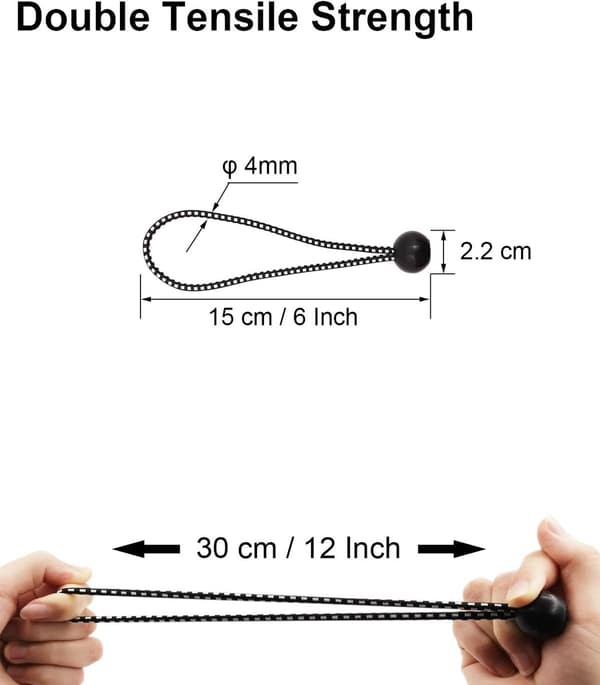 50 stykker - 15 cm - Elastisk reb - Elastisk snor - Spændelastik - Spændingssnor - Boligindretning