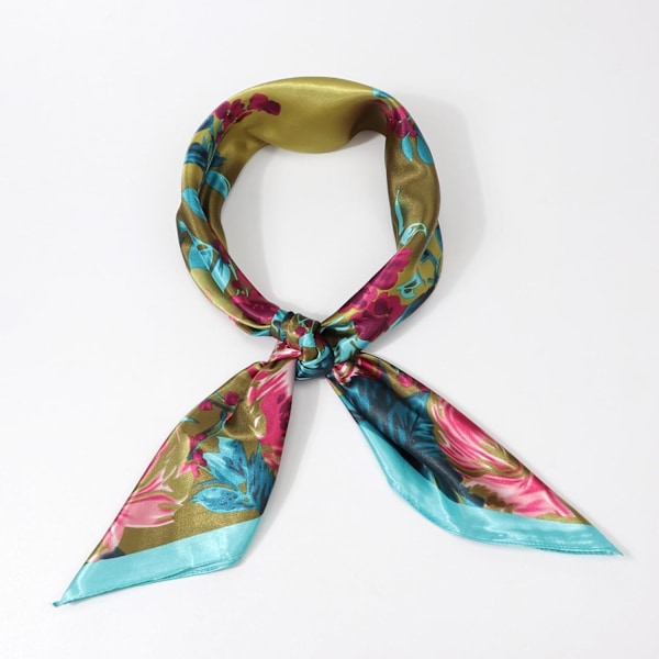 Stor Satin Firkantet Hovedtørklæde - Klassisk Mønstret Silke Strand Bandana til Kvinder 1 Pc Style 86-29