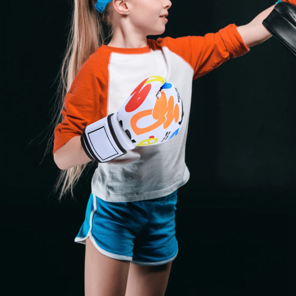 BN FIGHTGraffiti Barn Andningssporthandskar Skyddsutrustning för boxning Sanda Taekwondo Trainingwhite